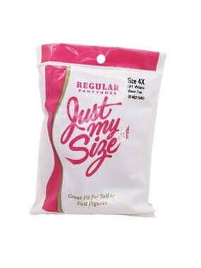 Just My Size Off White Sheer Toe Nylon Vintage Pantyhose Women's Size 4X